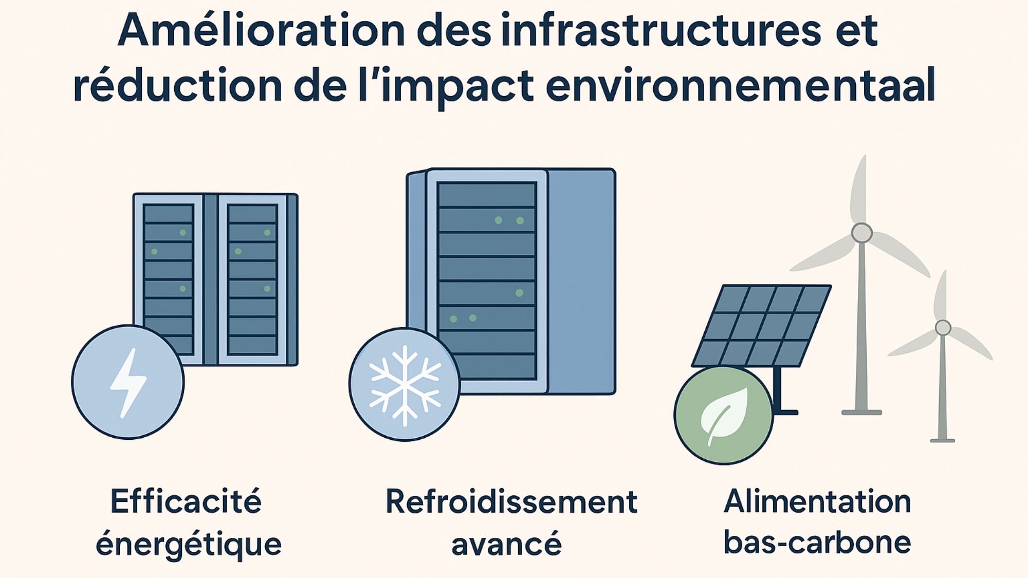 Visuel symbolique de l’impact environnemental de l’IA sur les données, le code et l’énergie